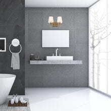 Load image into Gallery viewer, Clear Glass Shade Bathroom Light Fixtures, Bell Shape with Brass Gold Finish Vanity Lighting, E26 Base, UL Listed for Damp Location, Bathroom Wall Sconces - LEDMyPlace