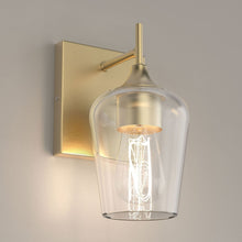 Load image into Gallery viewer, Clear Glass Shade Bathroom Light Fixtures, Bell Shape with Brass Gold Finish Vanity Lighting, E26 Base, UL Listed for Damp Location, Bathroom Wall Sconces - LEDMyPlace