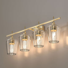 Load image into Gallery viewer, Clear Glass Shade Bathroom Light Fixtures, Bell Shape with Brass Gold Finish Vanity Lighting, E26 Base, UL Listed for Damp Location, Bathroom Wall Sconces - LEDMyPlace