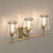 Load image into Gallery viewer, Clear Glass Shade Bathroom Light Fixtures, Bell Shape with Brass Gold Finish Vanity Lighting, E26 Base, UL Listed for Damp Location, Bathroom Wall Sconces - LEDMyPlace