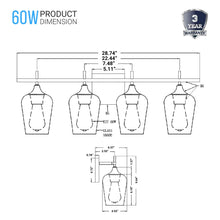Load image into Gallery viewer, Clear Glass Shade Bathroom Light Fixtures, Bell Shape with Brass Gold Finish Vanity Lighting, E26 Base, UL Listed for Damp Location, Bathroom Wall Sconces - LEDMyPlace