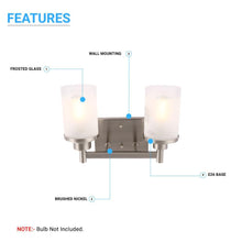 Load image into Gallery viewer, Cylinder Shape Bathroom Light Fixtures with Frosted Glass Shades, 2 - Light/3 - Light/4 - Light, Wall Mount, Vanity Lighting - LEDMyPlace