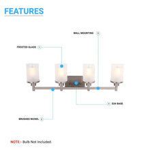 Load image into Gallery viewer, Cylinder Shape Bathroom Light Fixtures with Frosted Glass Shades, 2 - Light/3 - Light/4 - Light, Wall Mount, Vanity Lighting - LEDMyPlace