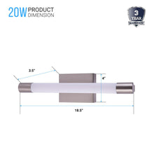 Load image into Gallery viewer, Cylinder Shape Integrated LED Bath Bar Light, 18.5 Inch/27.5 Inch, 4000K (Cool White), Dimmable, ETL Listed, Bathroom Vanity Lighting - LEDMyPlace