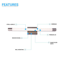 Load image into Gallery viewer, Cylinder Shape Integrated LED Bath Bar Light, 18.5 Inch/27.5 Inch, 4000K (Cool White), Dimmable, ETL Listed, Bathroom Vanity Lighting - LEDMyPlace