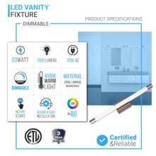 Load image into Gallery viewer, Cylinder Shape Integrated LED Bath Bar Light, 18.5 Inch/27.5 Inch, 4000K (Cool White), Dimmable, ETL Listed, Bathroom Vanity Lighting - LEDMyPlace