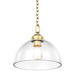 Load image into Gallery viewer, Dome Shape Brass Gold Pendant Light with Clear Glass Shade, E26 Base, UL Listed for Damp Location - LEDMyPlace