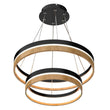 Load image into Gallery viewer, Double Circle Chandelier, 78W, 3000K, 1501 Lumens, Wooden + Matte Black Chandelier, Dimmable Pendant Fixture - LEDMyPlace