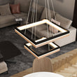 Load image into Gallery viewer, Double Square Chandeliers Light, 128W, 3000K (Warm White), 2461 Lumens, Dimmable Wooden + Matte Black Finish Chandelier - LEDMyPlace