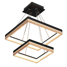 Load image into Gallery viewer, Double Square Chandeliers Light, 128W, 3000K (Warm White), 2461 Lumens, Dimmable Wooden + Matte Black Finish Chandelier - LEDMyPlace