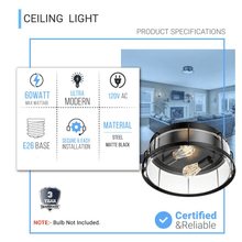 Load image into Gallery viewer, Drum Shape Flush Mount Ceiling Light, Matte Black Finish, Ceiling Lighting Fixture for Bedroom Kitchen Hallway Stairwell Entryway, E26 Base - LEDMyPlace