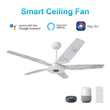 Load image into Gallery viewer, Explorer 52 In. 5 - Blade Outdoor Best Smart Ceiling Fan, White Marble Pattern with Dimmable Led Light, Remote Control, Alexa/google Home/Siri Compatible - LEDMyPlace