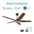 Load image into Gallery viewer, Explorer 52 In. Best Smart Ceiling Fan with Remote Control &amp; Led Light, 5 - Blade, Black/fine Wood Grain Pattern, Alexa/Google Home/Siri Compatible - LEDMyPlace
