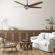 Load image into Gallery viewer, Explorer 52 In. Best Smart Ceiling Fan with Remote Control &amp; Led Light, 5 - Blade, Black/fine Wood Grain Pattern, Alexa/Google Home/Siri Compatible - LEDMyPlace
