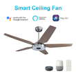 Load image into Gallery viewer, Explorer 52 In. Indoor/outdoor Best Smart Ceiling Fan with Dimmable Led Light, Remote Control, Works W/ Alexa/Google Home/Siri, Silver/light Wooden Pattern ( 5 - Blade) - LEDMyPlace