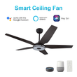 Load image into Gallery viewer, Explorer 52 In. Indoor/outdoor Wi - Fi Best Smart Ceiling Fan with Light &amp; Remote, Works with Alexa/Google Home, Black/dark Wooden Pattern (5 - Blade) - LEDMyPlace