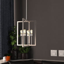 Load image into Gallery viewer, Farmhouse Chandelier, 4 - Light Foyer Lighting for Dining Room, E26 Base, Brushed Nickel/Oil Rubbed Bronze Finish - LEDMyPlace