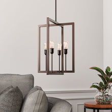 Load image into Gallery viewer, Farmhouse Chandelier, 4 - Light Foyer Lighting for Dining Room, E26 Base, Brushed Nickel/Oil Rubbed Bronze Finish - LEDMyPlace