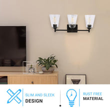 Load image into Gallery viewer, Flared Shape Bathroom Light Fixtures with Clear Glass Shade, E26 Base, UL Listed for Damp Location, Wall Mount, Bathroom Vanity Lighting - LEDMyPlace