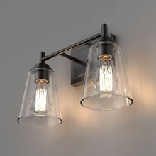 Load image into Gallery viewer, Flared Shape Bathroom Light Fixtures with Clear Glass Shade, E26 Base, UL Listed for Damp Location, Wall Mount, Bathroom Vanity Lighting - LEDMyPlace