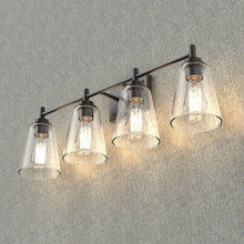 Load image into Gallery viewer, Flared Shape Bathroom Light Fixtures with Clear Glass Shade, E26 Base, UL Listed for Damp Location, Wall Mount, Bathroom Vanity Lighting