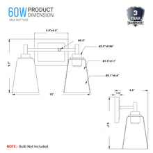Load image into Gallery viewer, Flared Shape Bathroom Light Fixtures with Clear Glass Shade, E26 Base, UL Listed for Damp Location, Wall Mount, Bathroom Vanity Lighting - LEDMyPlace