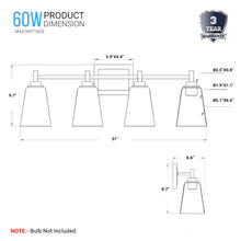 Load image into Gallery viewer, Flared Shape Bathroom Light Fixtures with Clear Glass Shade, E26 Base, UL Listed for Damp Location, Wall Mount, Bathroom Vanity Lighting - LEDMyPlace
