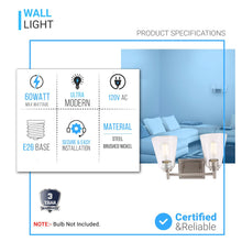 Load image into Gallery viewer, Flared Shape Bathroom Light Fixtures with Clear Glass Shade, E26 Base, UL Listed for Damp Location, Wall Mount, Bathroom Vanity Lighting - LEDMyPlace