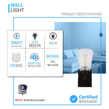 Load image into Gallery viewer, Flared Shape Bathroom Light Fixtures with Clear Glass Shade, E26 Base, UL Listed for Damp Location, Wall Mount, Bathroom Vanity Lighting - LEDMyPlace