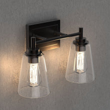Load image into Gallery viewer, Flared Shape Bathroom Light Fixtures with Clear Glass Shade, E26 Base, UL Listed for Damp Location, Wall Mount, Bathroom Vanity Lighting - LEDMyPlace