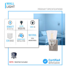 Load image into Gallery viewer, Flared Shape Bathroom Light Fixtures with Clear Glass Shade, E26 Base, UL Listed for Damp Location, Wall Mount, Bathroom Vanity Lighting - LEDMyPlace
