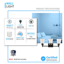 Load image into Gallery viewer, Flared Shape Bathroom Light Fixtures with Clear Glass Shade, E26 Base, UL Listed for Damp Location, Wall Mount, Bathroom Vanity Lighting - LEDMyPlace