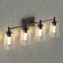 Load image into Gallery viewer, Flared Shape Bathroom Light Fixtures with Clear Glass Shade, E26 Base, UL Listed for Damp Location, Wall Mount, Bathroom Vanity Lighting - LEDMyPlace