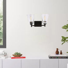 Load image into Gallery viewer, Flared Shape Bathroom Light Fixtures with Clear Glass Shade, E26 Base, UL Listed for Damp Location, Wall Mount, Bathroom Vanity Lighting - LEDMyPlace