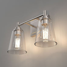Load image into Gallery viewer, Flared Shape Bathroom Light Fixtures with Clear Glass Shade, E26 Base, UL Listed for Damp Location, Wall Mount, Bathroom Vanity Lighting - LEDMyPlace