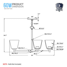 Load image into Gallery viewer, Flared Shape Chandelier Lighting Fixture with Clear Glass Shades, E26 Base, UL Listed for Damp Location, 3 Years Warranty - LEDMyPlace