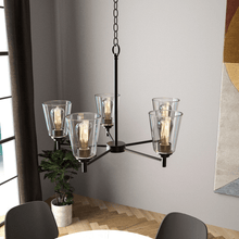 Load image into Gallery viewer, Flared Shape Chandelier Lighting Fixture with Clear Glass Shades, E26 Base, UL Listed for Damp Location, 3 Years Warranty - LEDMyPlace
