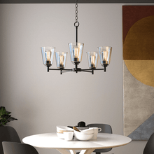 Load image into Gallery viewer, Flared Shape Chandelier Lighting Fixture with Clear Glass Shades, E26 Base, UL Listed for Damp Location, 3 Years Warranty - LEDMyPlace