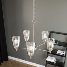 Load image into Gallery viewer, Flared Shape Chandelier Lighting Fixture with Clear Glass Shades, E26 Base, UL Listed for Damp Location, 3 Years Warranty - LEDMyPlace
