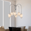Load image into Gallery viewer, Flower Chandelier, 6 - Light E12 Base, Polished Nickel Finish hardware with Snow White Glass Shades - Modern and Contemporary Chandelier 24 in. W - LEDMyPlace