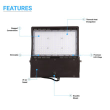 Load image into Gallery viewer, Gen14B 100W/120W/150W Watt Changeable LED Flood Light Outdoor 5700K Daylight White, 21,000LM Black, Dimmable, UL, DLC Premium, IP65 Waterproof LED Security Area Lights for Yard, Parking Lot, Playground &amp; Stadium Lights - LEDMyPlace