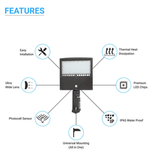 Load image into Gallery viewer, Gen14B LED Pole Light with Dusk to Dawn Photocell, 150W/120W/100W Wattage Adjustable, 3000K, 128 LM/W, Universal Mount, Bronze, AC120 - 277V, IP65 Waterproof, LED Parking Lot Lights - Outdoor Commercial Area Street Lighting - LEDMyPlace
