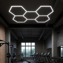Load image into Gallery viewer, Hexagon LED Garage Light, 5 Hex Kit (24pcs), 6w/pc (Total Power 144W), 6500K, 120 - 130lm/w, AC100 - 277v,IP44, CRI:>80, For Garage, Shop, Gym, Basement, Barbershop, Warehouse, Car Detailing Shop - LEDMyPlace