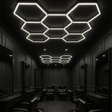 Load image into Gallery viewer, Hexagon LED Garage Light, 8 Hex Kit (35pcs), 6w/pc (Total Power 210W), 6500K, 120 - 130lm/w, AC100 - 277v,IP44, CRI:>80, For Garage, Shop, Gym, Basement, Barbershop, Warehouse, Car Detailing Shop - LEDMyPlace