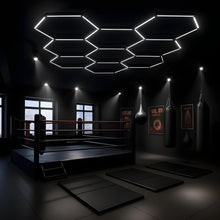 Load image into Gallery viewer, Hexagon LED Garage Light, 8 Hex Kit (35pcs), 6w/pc (Total Power 210W), 6500K, 120 - 130lm/w, AC100 - 277v,IP44, CRI:>80, For Garage, Shop, Gym, Basement, Barbershop, Warehouse, Car Detailing Shop - LEDMyPlace
