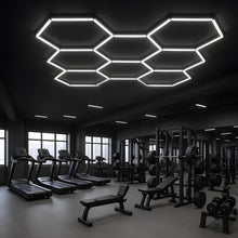 Load image into Gallery viewer, Hexagon LED Garage Light, 8 Hex Kit (35pcs), 6w/pc (Total Power 210W), 6500K, 120 - 130lm/w, AC100 - 277v,IP44, CRI:>80, For Garage, Shop, Gym, Basement, Barbershop, Warehouse, Car Detailing Shop - LEDMyPlace