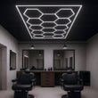 Load image into Gallery viewer, Hexagon LED Garage Lights with Rectangle Frame, 14 Hex Kit (57pcs), 6w/pc (Total Power 534W), 6500K, 120 - 130lm/w, AC100 - 277v,IP44, CRI:>80, For Garage, Shop, Gym, Basement, Barbershop, Warehouse - LEDMyPlace