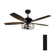 Load image into Gallery viewer, Huntley 52 Inch 5 - Blade Industrial Vintage Best Ceiling Fan With Light &amp; Remote Control - Black/Walnut - LEDMyPlace