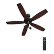 Load image into Gallery viewer, HUNTLEY 52 inch 5 - Blade Vintage Candelabra best Ceiling Fan with Light &amp; Remote Control - Black/Brown Wood &amp; Rosewood (Reversible Blades) - LEDMyPlace