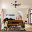 Load image into Gallery viewer, HUNTLEY 52 inch 5 - Blade Vintage Candelabra best Ceiling Fan with Light &amp; Remote Control - Black/Brown Wood &amp; Rosewood (Reversible Blades) - LEDMyPlace